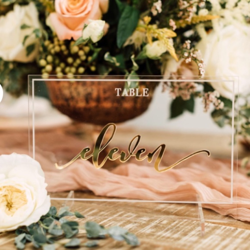 10 Acrylic & Mirror Gold Table Numbers